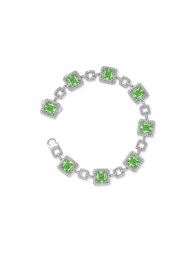Apple green chain length 15.5cm [B 2748] 925 Sterling Silver Cubic Zirconia Geometric Dainty Bracelet