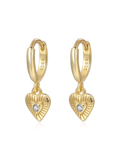 E3629 Gold 925 Sterling Silver Cubic Zirconia Heart Trend Huggie Earring