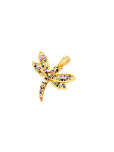 Copper Color Diamond Dragonfly Micro Setting Pendant