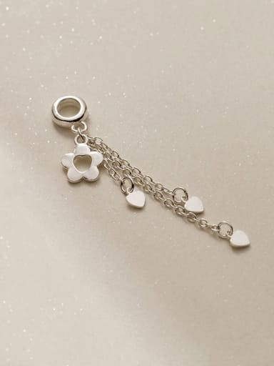 925 Sterling Silver Cross chain tassel flower piece pendant