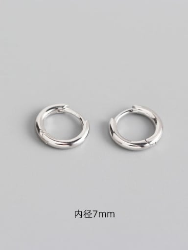 1#7mm platinum 925 Sterling Silver Geometric Minimalist Huggie Earring