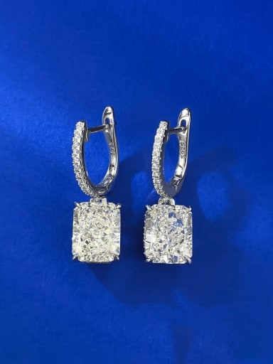 custom 925 Sterling Silver High Carbon Diamond Square Luxury Huggie Earring