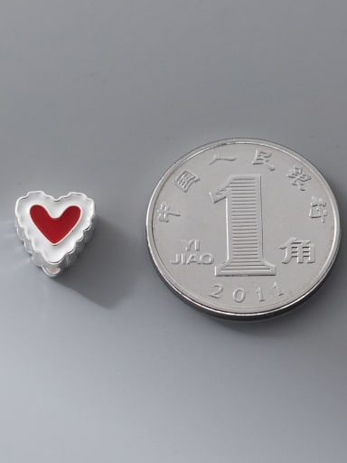 red 925 Sterling Silver Enamel Minimalist Heart DIY Pendant