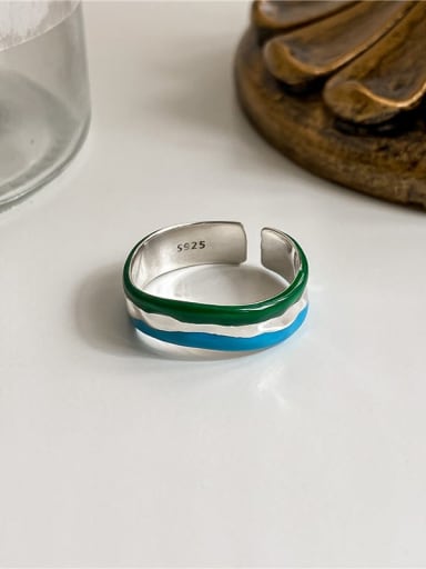 925 Sterling Silver Enamel Trend Band Ring
