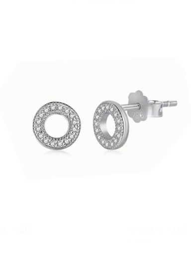 DY1D0186 Platinum 925 Sterling Silver Cubic Zirconia Geometric Minimalist Stud Earring