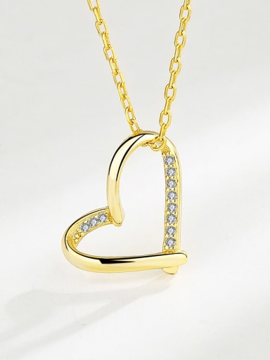 18k gold 925 Sterling Silver Cubic Zirconia Heart Minimalist Necklace