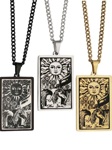 The Sun's Tarot hip hop stainless steel titanium steel necklace