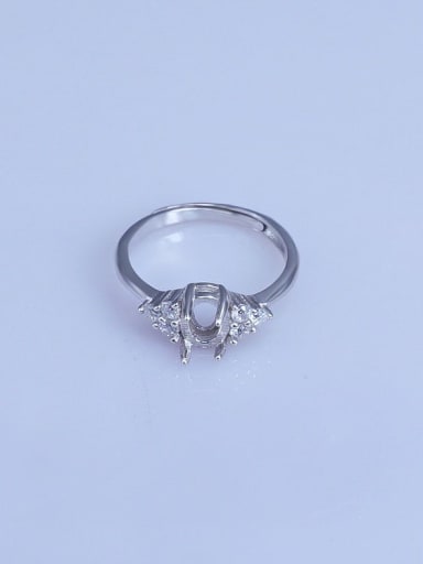 925 Sterling Silver 18K White Gold Plated Round Ring Setting Stone size: 5*7mm