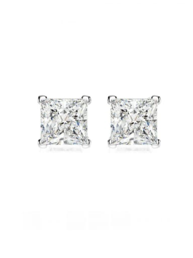 white[E 0210] 925 Sterling Silver High Carbon Diamond Geometric Luxury Stud Earring