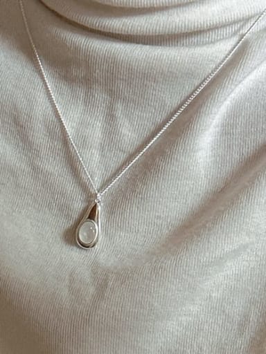 12TL14 white 925 Sterling Silver Water Drop Vintage Necklace