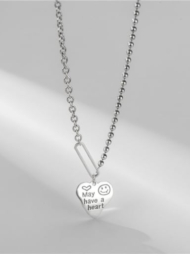 925 Sterling Silver Bead Chain  Vintage Heart  Letter Pendant Necklace