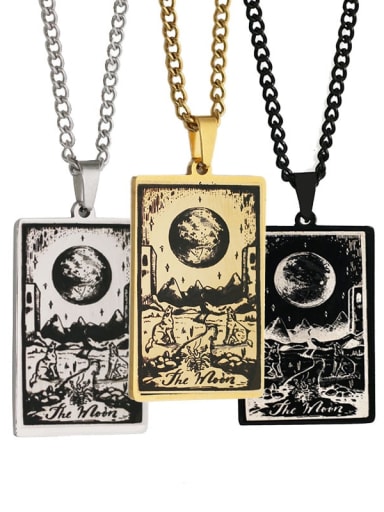 The Moon's Tarot hip hop stainless steel titanium steel necklace