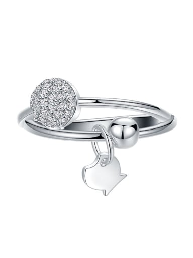 925 Sterling Silver Cubic Zirconia Fish Minimalist Stackable Ring