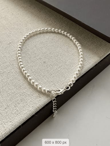 Bracelet (11SL24 925 Sterling Silver Bead Minimalist Beaded Necklace