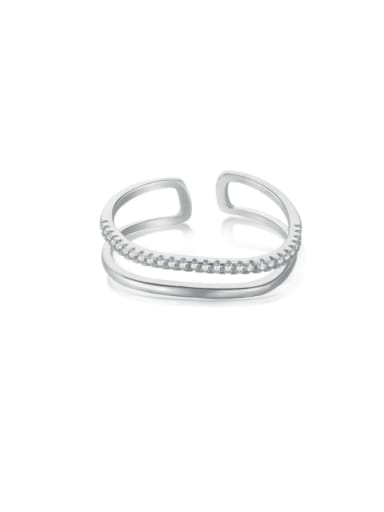 DY120521 S W WH 925 Sterling Silver Cubic Zirconia Geometric Minimalist Stackable Ring