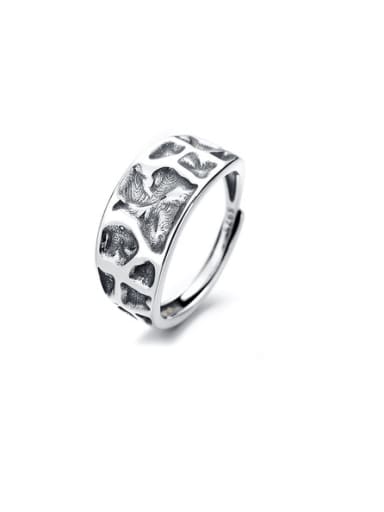 925 Sterling Silver Irregular  Geometric Vintage Band Ring