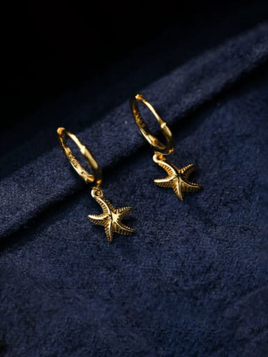 custom 925 Sterling Silver Sea Star Vintage Huggie Earring