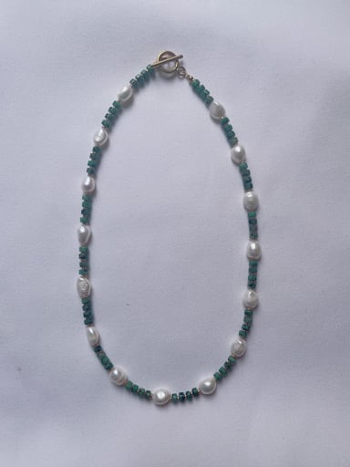 Titanium Steel Freshwater Pearl Geometric Vintage Beaded Necklace