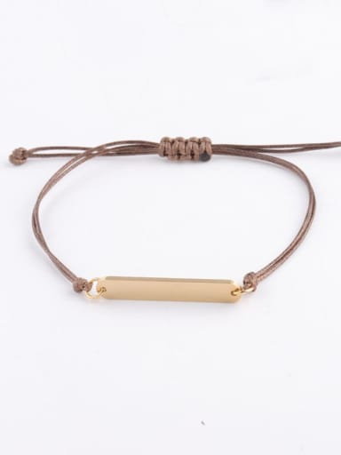 Stainless steel Rectangle Wax rope Minimalist Adjustable Bracelet