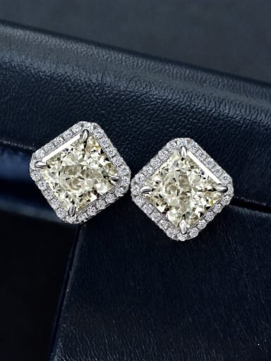 White G [e 2047] 925 Sterling Silver High Carbon Diamond  Ice cut Pincushion Dainty Stud Earring