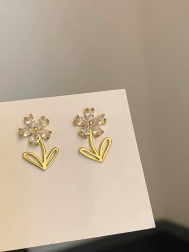 925 Sterling Silver Cubic Zirconia Flower Trend Stud Earring