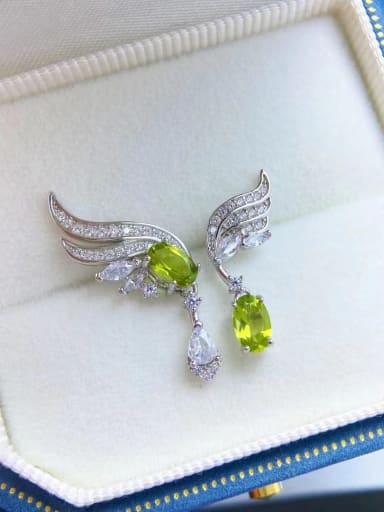 925 Sterling Silver Peridot Green Butterfly Earring