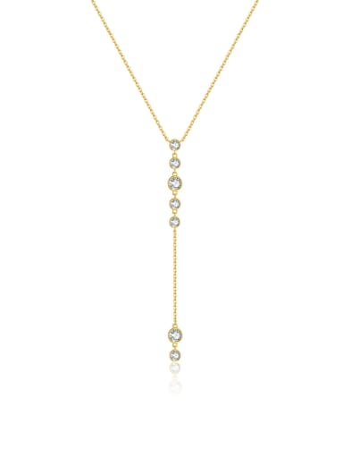 18k gold 925 Sterling Silver Cubic Zirconia Tassel Minimalist Lariat Necklace