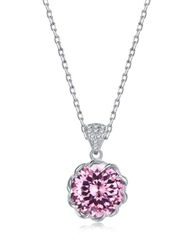 Pink purple diamond DY190377 925 Sterling Silver Cubic Zirconia Geometric Minimalist Necklace