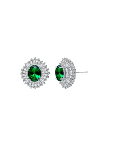 925 Sterling Silver Emerald Geometric Luxury Cluster Earring