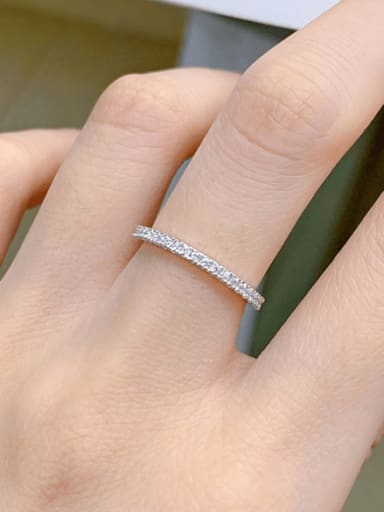 white 925 Sterling Silver Cubic Zirconia Geometric Dainty Band Ring