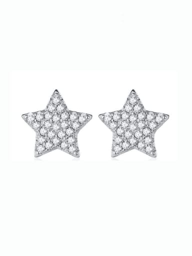 925 Sterling Silver Cubic Zirconia Pentagram Luxury Cluster Earring