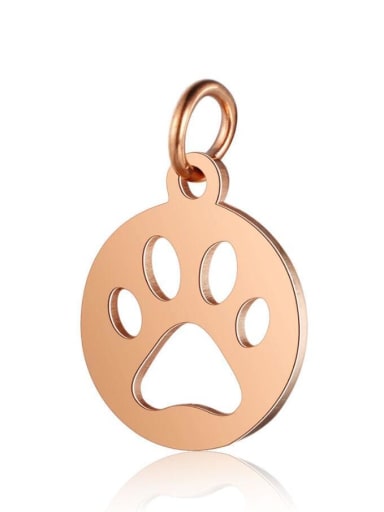 Rose Gold Stainless steel Hollow dog paw polished small pendant with ring