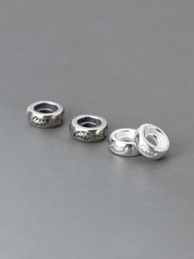 925 plain silver old 6-8mm bracelet spacer beads