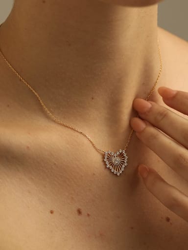 18K Gold 925 Sterling Silver Cubic Zirconia Heart Dainty Necklace