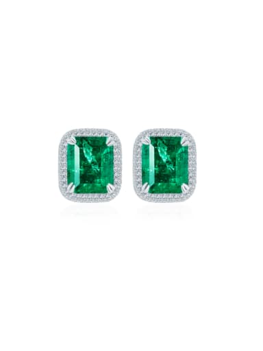 925 Sterling Silver Emerald Geometric Luxury Cluster Earring