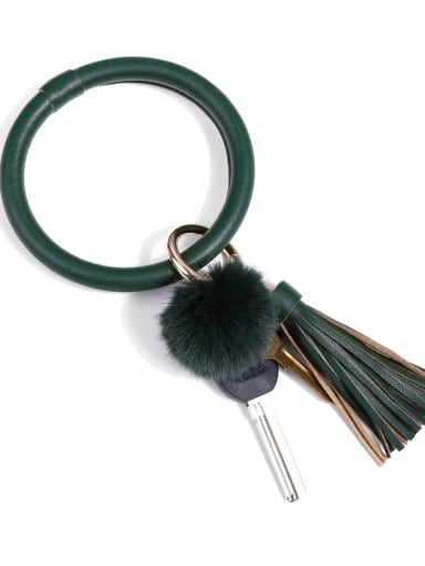 K68131 green Alloy Tassel Mink-like fur Leather Hand ring/Key Chain
