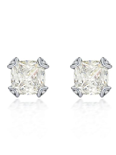 925 Sterling Silver High Carbon Diamond White Geometric Dainty Stud Earring