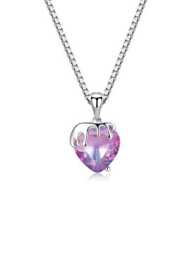 925 Sterling Silver Cubic Zirconia Heart Vintage Necklace