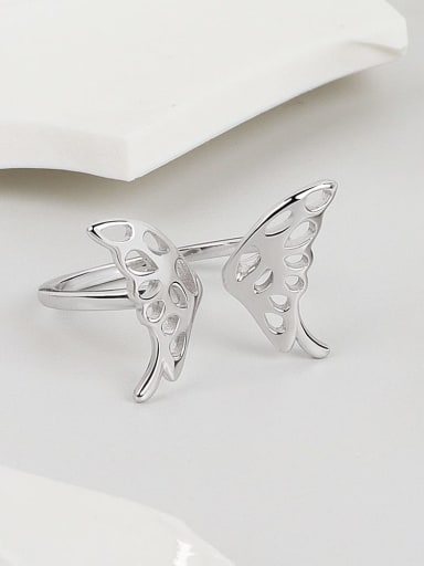 Platinum 925 Sterling Silver Butterfly Minimalist Band Ring