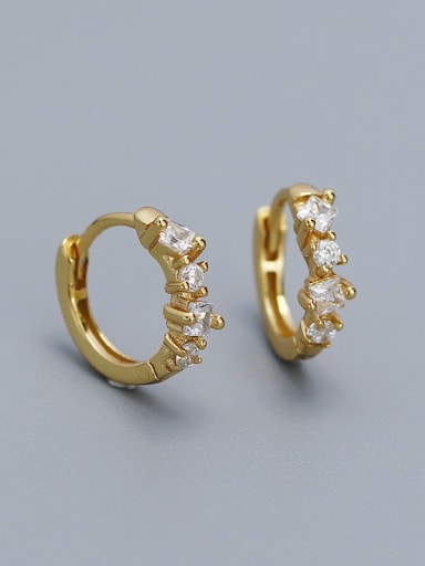 Gold 925 Sterling Silver Cubic Zirconia Geometric Vintage Huggie Earring