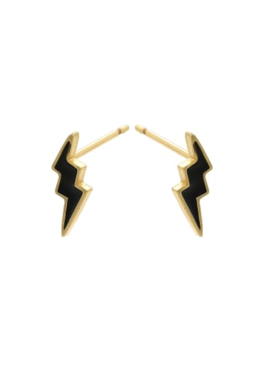 Brass Enamel Geometric Minimalist Stud Earring