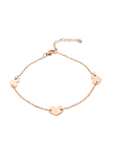 rose gold Titanium Steel Heart Minimalist Link Bracelet