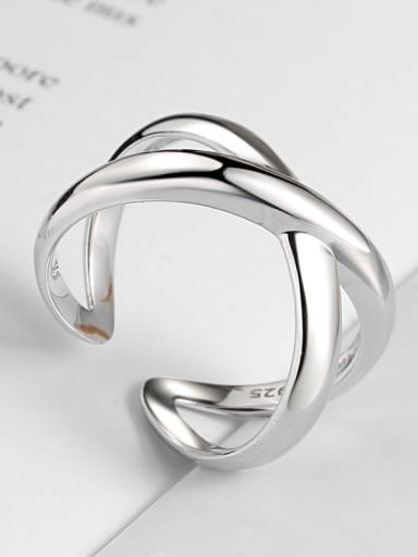 platinum 925 Sterling Silver Cross Minimalist Band Ring
