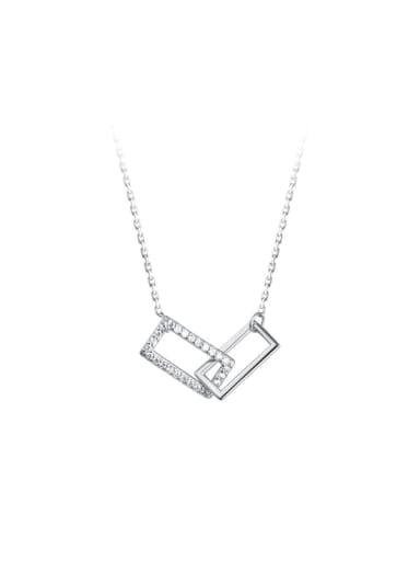 925 Sterling Silver Double paper clip Necklace