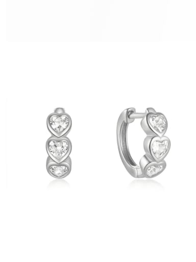 platinum+white 925 Sterling Silver Cubic Zirconia Geometric Minimalist Huggie Earring