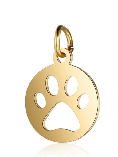 Stainless steel Hollow dog paw polished small pendant with ring