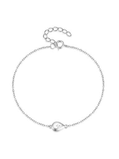 925 Sterling Silver Cubic Zirconia Water Drop Minimalist Link Bracelet