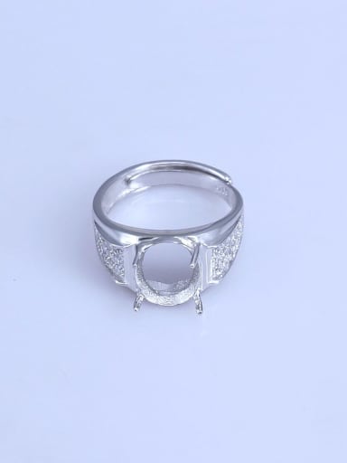 925 Sterling Silver 18K White Gold Plated Geometric Ring Setting Stone size: 9*10.5mm