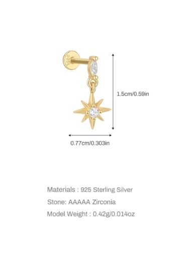 Single Gold 3 925 Sterling Silver Cubic Zirconia Geometric Minimalist Single Earring
