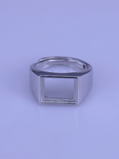 925 Sterling Silver 18K White Gold Plated Rectangle Ring Setting Stone size: 9*11mm